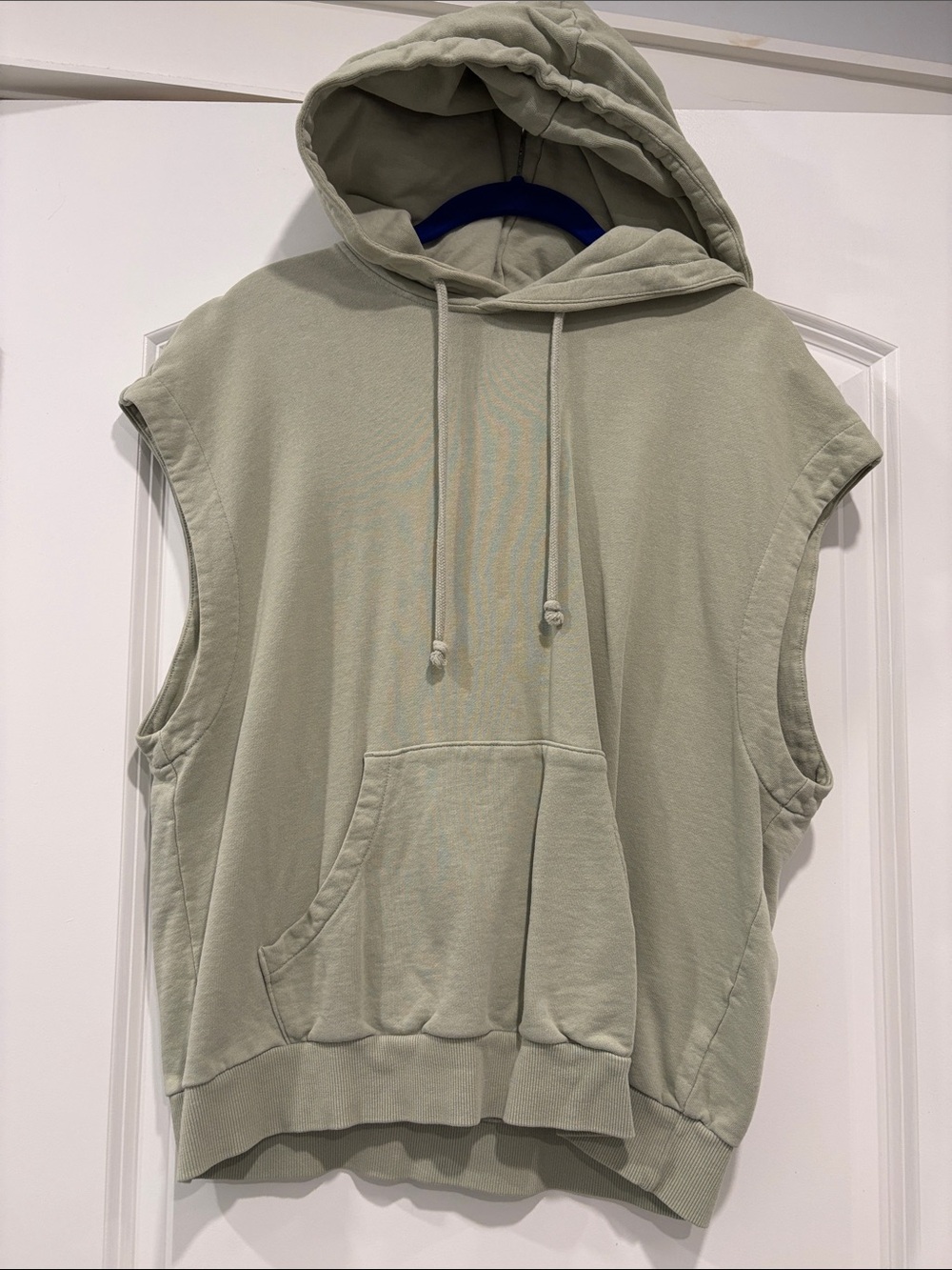 H&M Sleeveless Hoodie in Light Sage Green